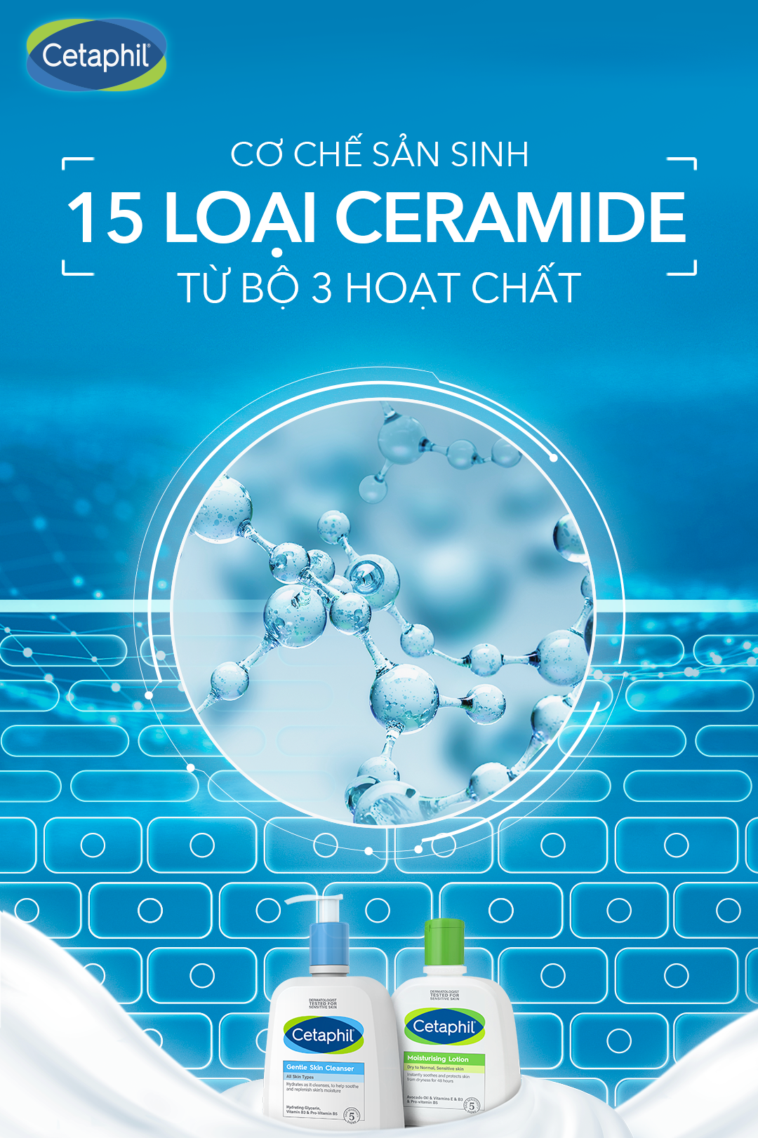 Cetaphil Moisturizing Cream giúp kích thích quá trình sản sinh 15 loại ceramide tự nhiên giúp phục hồi làn da của bạn